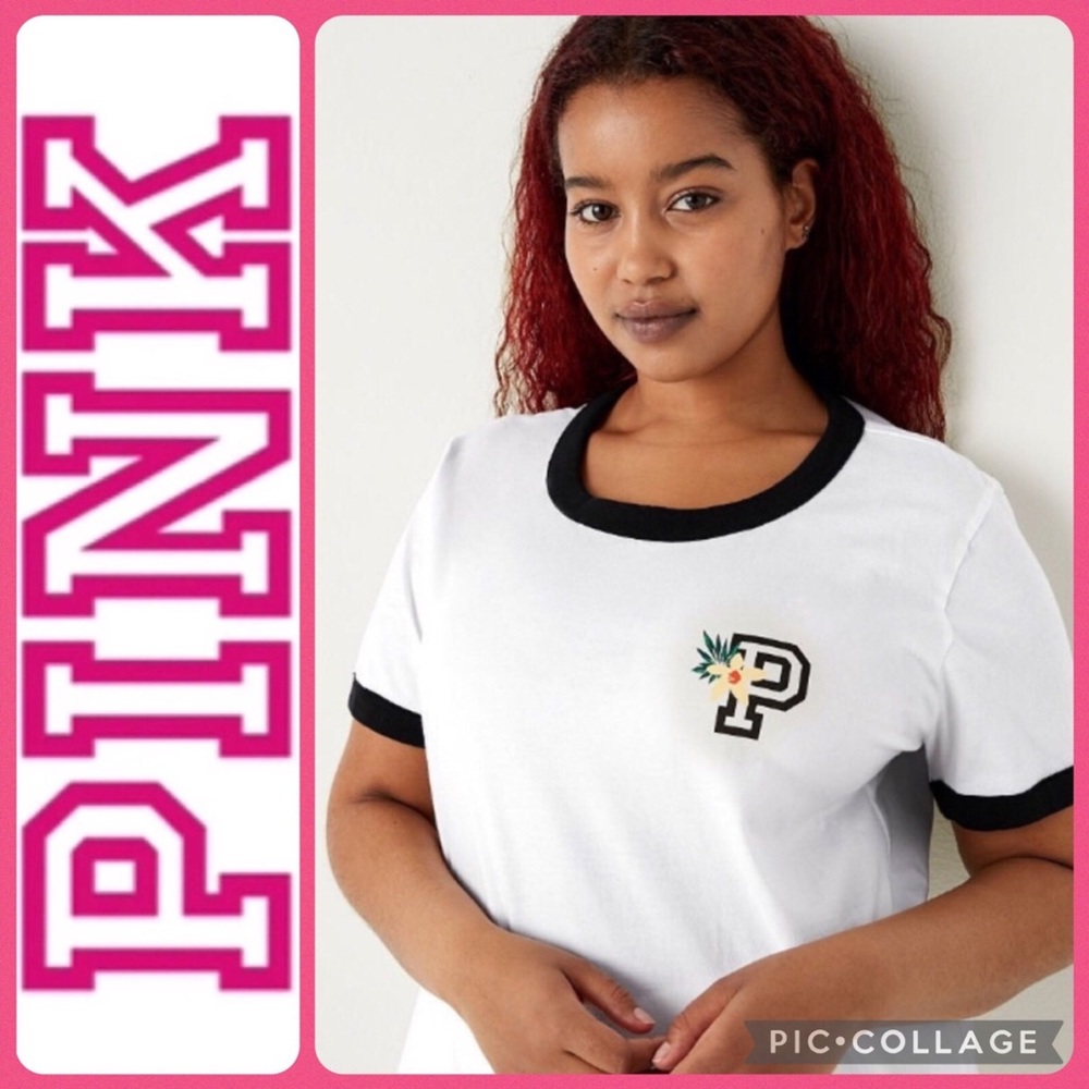 ❌SOLD❌Victoria’s Secret PINK Cotton Campus Ringer T-shirt
